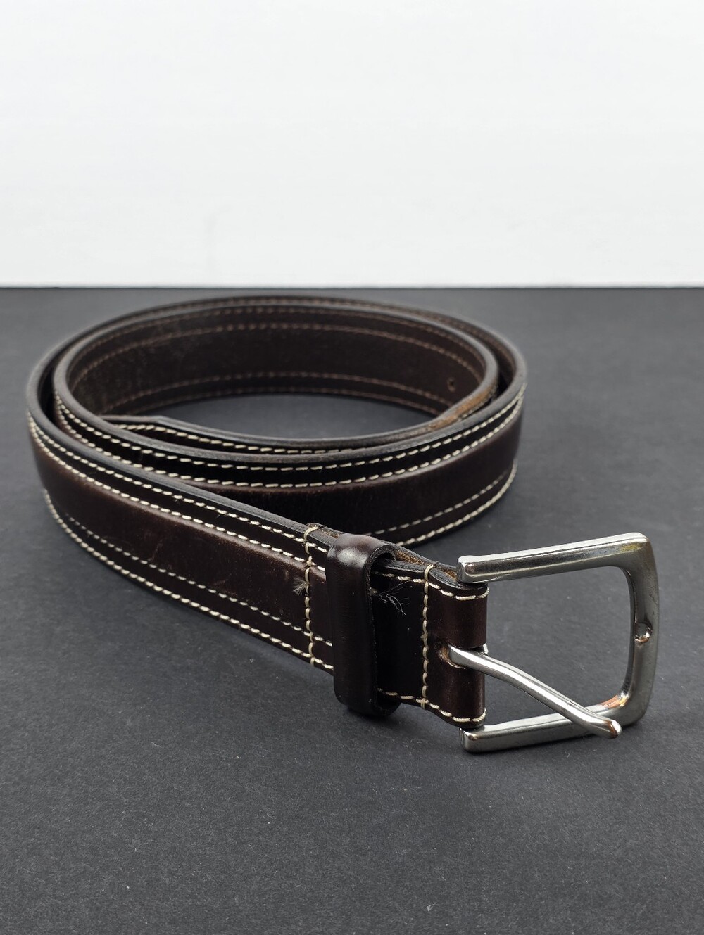 Eddie Bauer Men’s Genuine Leather Belt Size 34 Brown Contrast